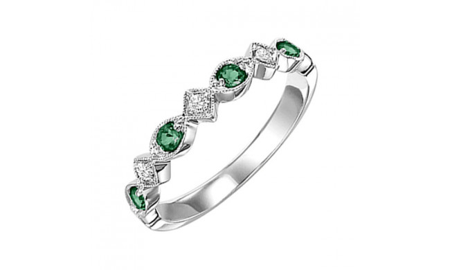 Gems One 14Kt White Gold Diamond (1/20Ctw) & Emerald (1/6 Ctw) Ring - FR1077-4WD