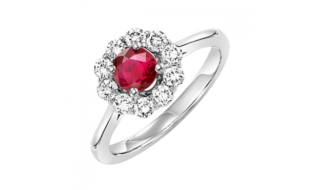 Gems One 14Kt White Gold Diamond (1/2Ctw) & Ruby (1/2 Ctw) Ring - FR4066-4WCR