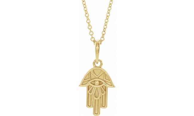 14K Yellow Hamsa 16-18 Necklace - 86819601P