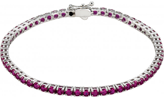 14K White Lab-Grown Ruby Line 7.25 Bracelet - 65120460001P