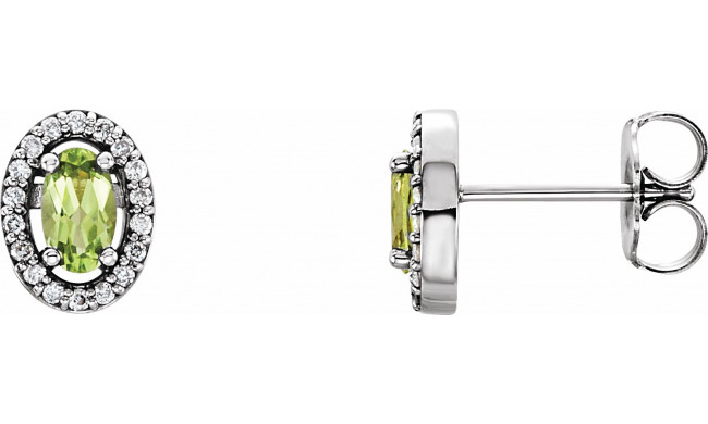 14K White Peridot & .08 CTW Diamond Earrings - 86070101P