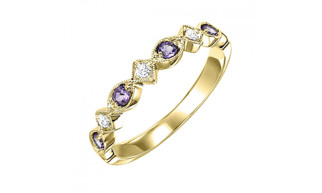 Gems One 10Kt Yellow Gold Diamond (1/20Ctw) & Amethyst (1/6 Ctw) Ring - FR1214-1YD