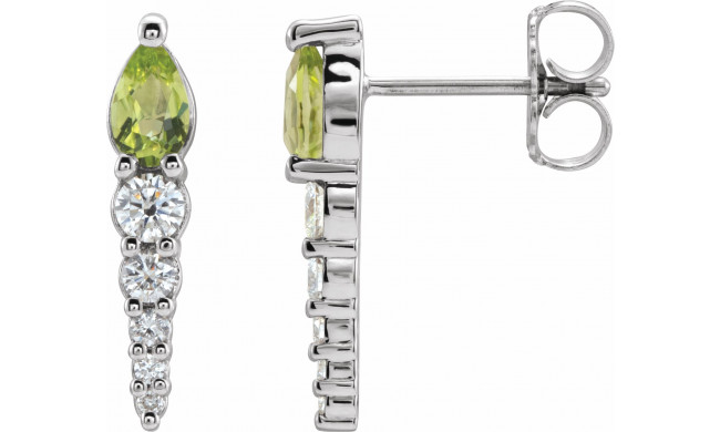 14K White Peridot & 1/4 CTW Diamond Earrings - 870256016P