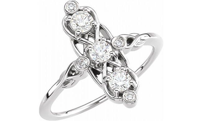 14K White 1/2 CTW Three-Stone Diamond Ring - 122212105P