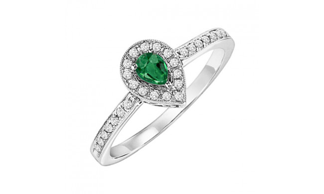 Gems One 14Kt White Gold Diamond (1/6Ctw) & Emerald (1/8 Ctw) Ring - FR4015-4WCE