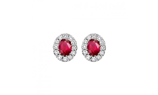 Gems One 14Kt White Gold Diamond (1/5Ctw) & Ruby (1/5 Ctw) Earring - RPT2002E-4WCR