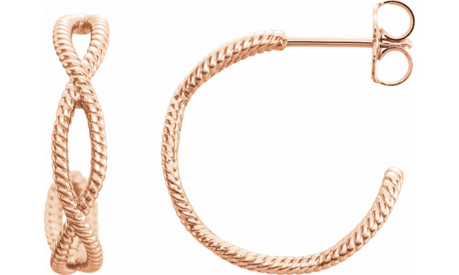 14K Rose 20x4 mm Rope Hoop Earrings - 86450607P