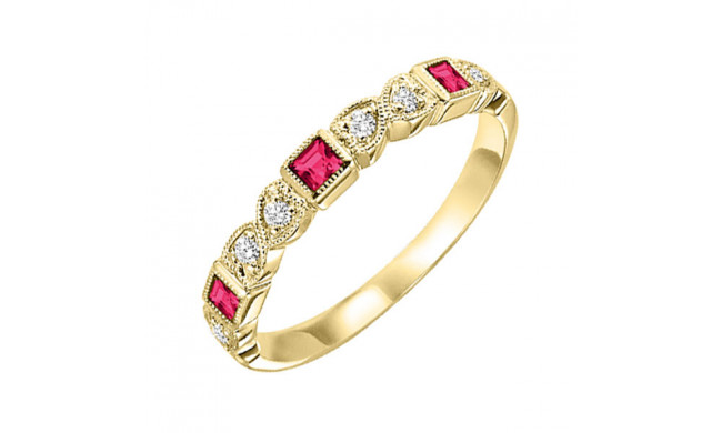 Gems One 14Kt Yellow Gold Diamond (1/10Ctw) & Ruby (1/6 Ctw) Ring - FR1071-4YD