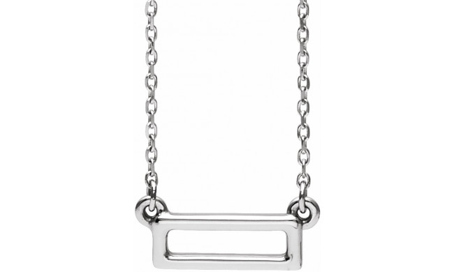 14K White Rectangle Bar 16-18 Necklace - 86617600P