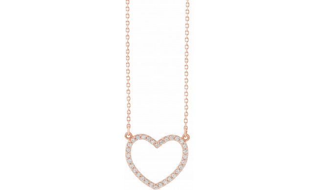14K Rose 1/5 CTW Diamond Small Heart 16 Necklace - 66415100008P