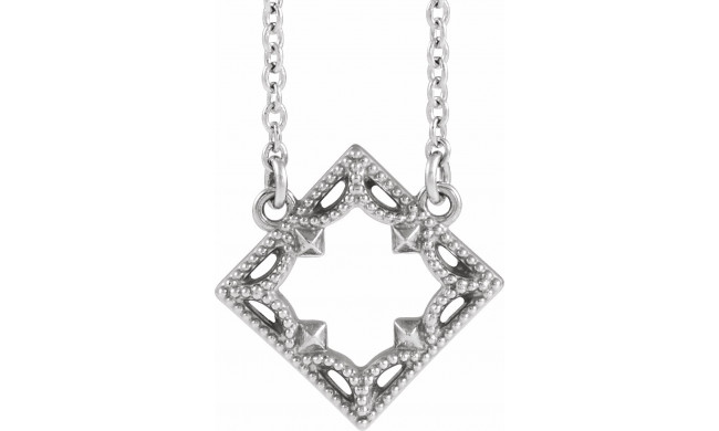 14K White Vintage-Inspired Geometric 18 Necklace - 86922605P