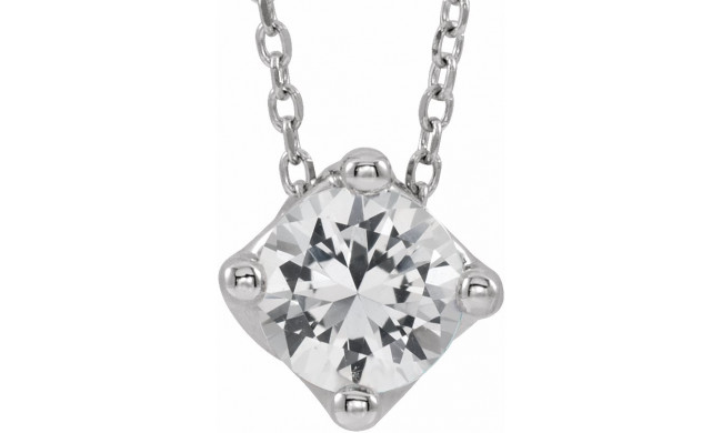 14K White Sapphire Solitaire 16-18 Necklace - 869936015P