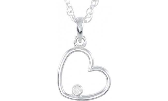 14K White .015 CTW Diamond Heart 18 Necklace - 8554760001P