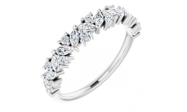 14K White 1/2 CTW Diamond Tilted Marquise Anniversary Band - 123396600P