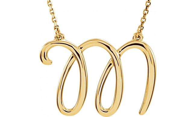14K Yellow Script Initial M 16 Necklace - 84635125P