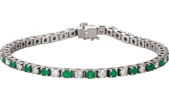 Platinum Emerald & 2 1/3 CTW Diamond Line 7  Bracelet - 6207860000P