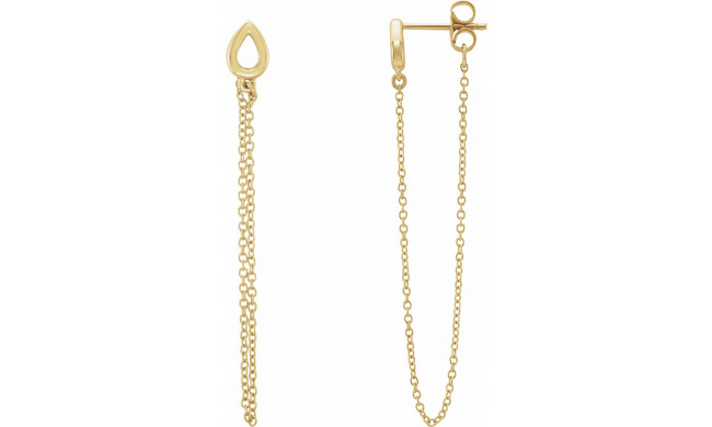 14K Yellow Leaf Chain Earrings - 65239160001P