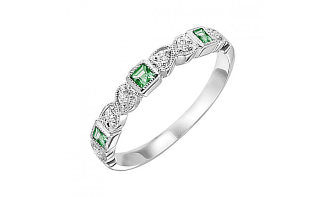 Gems One 10Kt White Gold Diamond (1/10Ctw) & Emerald (1/10 Ctw) Ring - FR1036-1WD