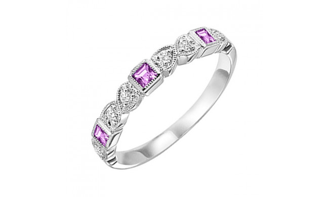 Gems One 10Kt White Gold Diamond (1/12Ctw) & Pink Sapphire (1/8 Ctw) Ring - FR1039-1WD