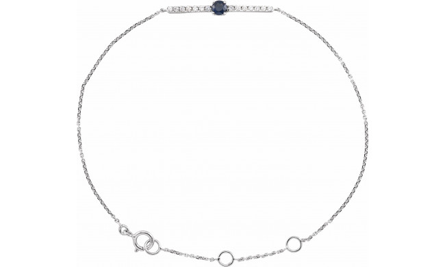 14K White Blue Sapphire & .07 CTW Diamond Bar 5-7 Bracelet - 653641600P