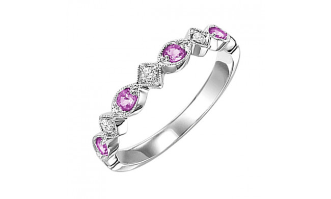 Gems One 14Kt White Gold Diamond (1/20Ctw) & Pink Sapphire (1/6 Ctw) Ring - FR1076-4WD