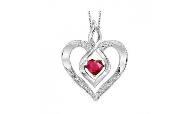 Gems One Silver Diamond (1/50 Ctw) & Created Ruby (1/4 Ctw) Pendant - ROL1165R