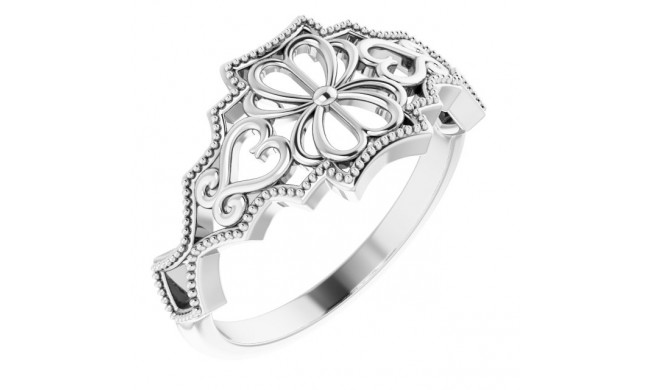 14K White Vintage-Inspired Ring - 51964101P