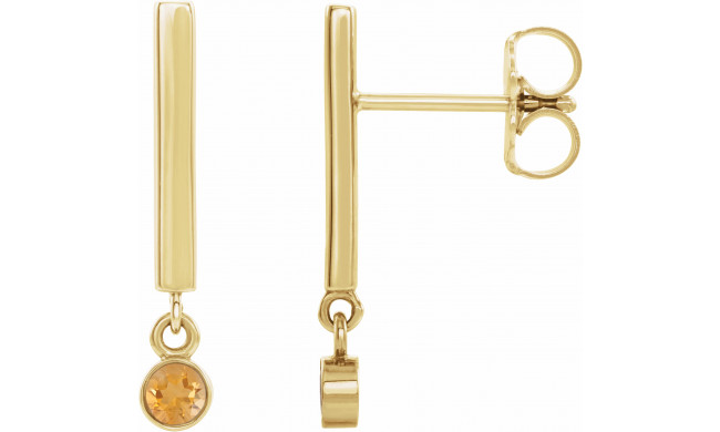 14K Yellow Citrine Bar Earrings - 869066027P