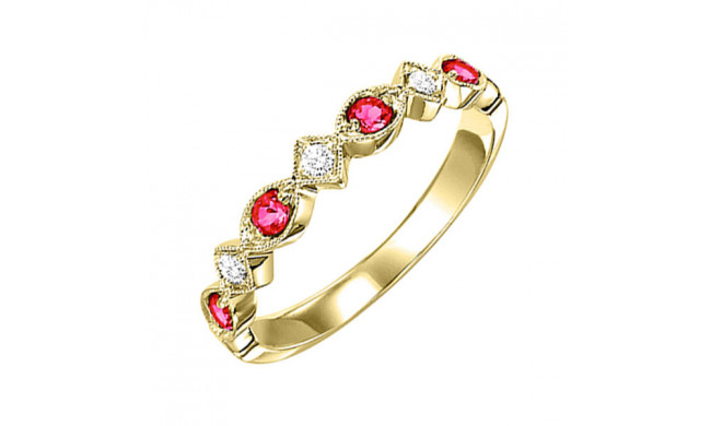 Gems One 10Kt Yellow Gold Diamond (1/20Ctw) & Ruby (1/6 Ctw) Ring - FR1043-1YD