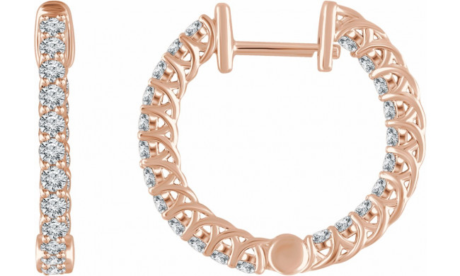 14K Rose 1 CTW Diamond Inside/Outside 20.1 mm Hoop Earrings - 65285460003P