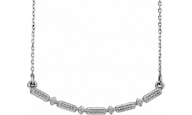 14K White Beaded Bar 16-18 Necklace - 86539600P