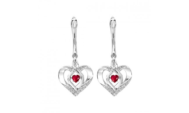 Gems One Silver Diamond (1/50 Ctw) & Created Ruby (1/8 Ctw) Earring - ROL2165R