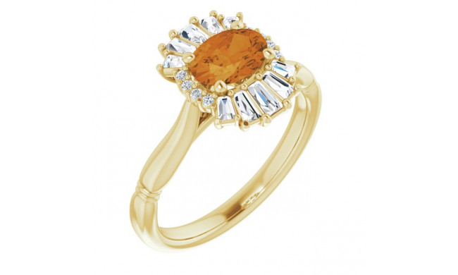 14K Yellow Citrine & 1/4 CTW Diamond Ring - 720846030P