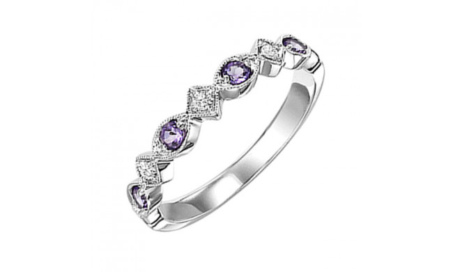 Gems One 10Kt White Gold Diamond (1/20Ctw) & Amethyst (1/6 Ctw) Ring - FR1214-1WD