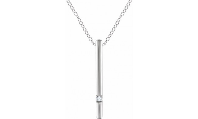 14K White .015 CT Diamond Bar 16-18 Necklace - 65221960001P