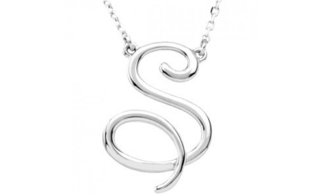14K White Script Initial S 16 Necklace - 84635229P