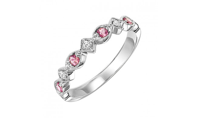 Gems One 14Kt White Gold Diamond (1/20Ctw) & Pink Tourmaline (1/6 Ctw) Ring - FR1235-4WD