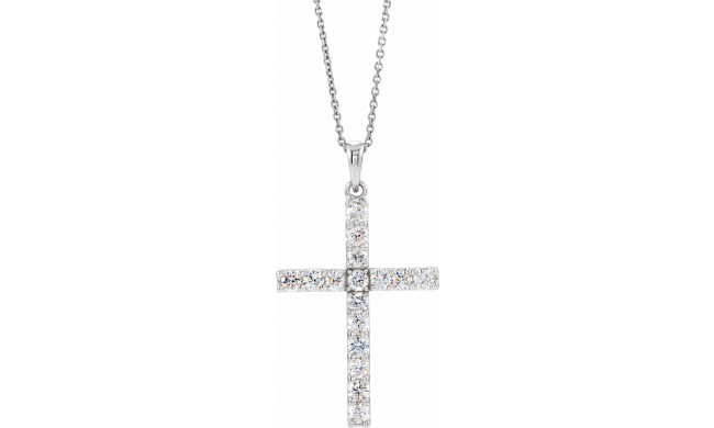 14K White 1/4 CTW Diamond Cross 18 Necklace - R4230860018P