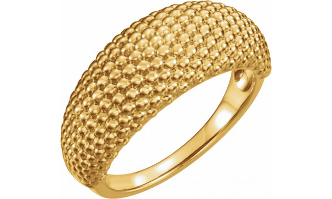 14K Yellow Beaded Dome Ring - 51679102P