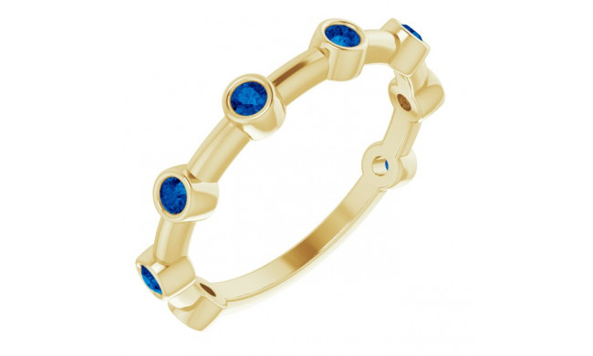 14K Yellow Blue Sapphire Bezel-Set Bar Ring - 72005641P