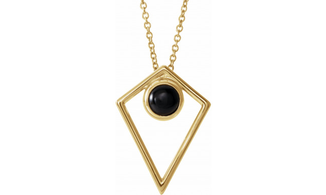 14K Yellow Onyx Cabochon Pyramid 16-18 Necklace - 86863621P