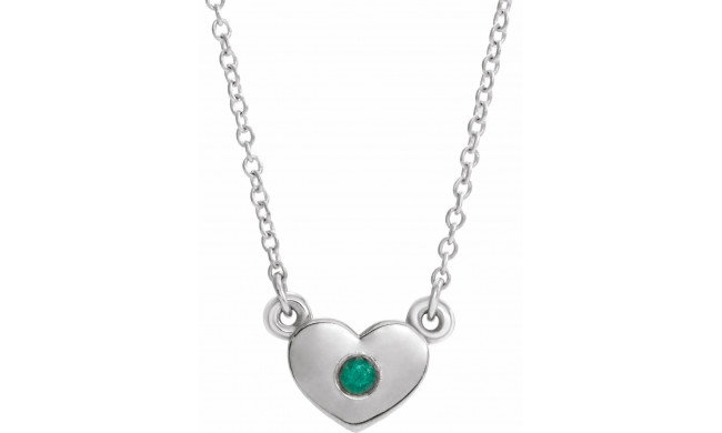 14K White Emerald Heart 16 Necklace - 8633560012P