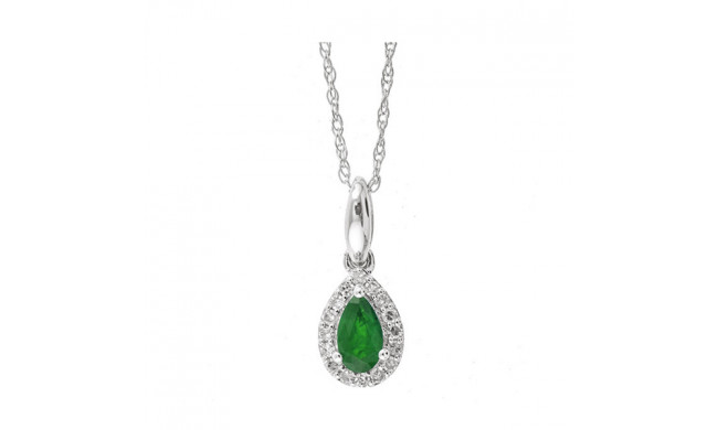 Gems One 10Kt White Gold Diamond (1/20Ctw) & Emerald (1/5 Ctw) Pendant - PD35152-1WDE