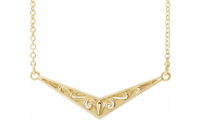 14K Yellow Sculptural V 18 Necklace - 86850606P