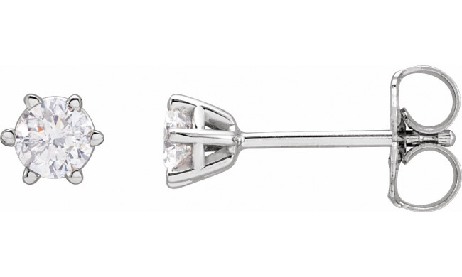 14K White 3.4 mm I2 1/3 CTW Diamond 6-Prong Wire Basket Earrings - 292366040P