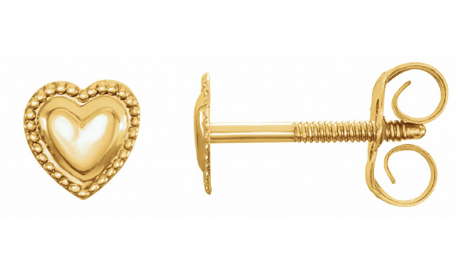 14K Yellow Heart Earrings - 1911512432900P