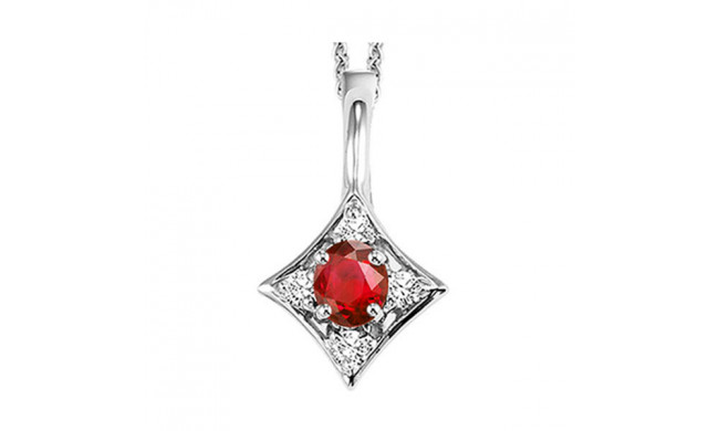 Gems One 14Kt White Gold Diamond (1/20Ctw) & Ruby (1/6 Ctw) Pendant - FP4031-4WCR