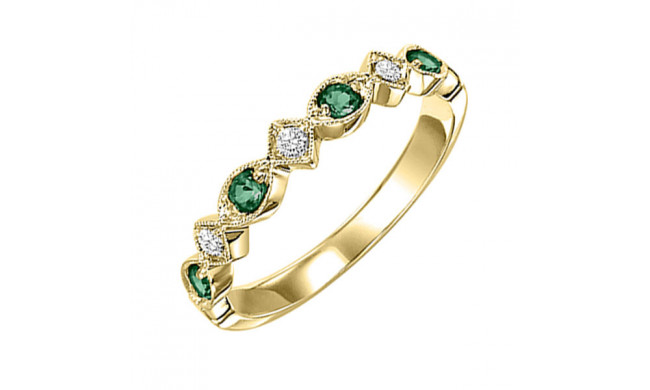 Gems One 14Kt Yellow Gold Diamond (1/20Ctw) & Emerald (1/6 Ctw) Ring - FR1077-4YD