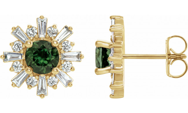 14K Yellow Green Tourmaline & 3/4 CTW Diamond Earrings - 869826009P