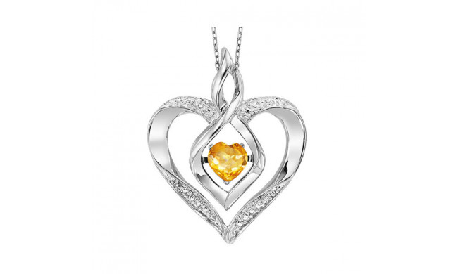 Gems One Silver Diamond (1/50 Ctw) & Created-Citrine (1/4 Ctw) Pendant - ROL1165C